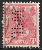 Perfin J P W (J.P. Wyers Industrie-en Handelsonderneming Te Amsterdam) In 5 Cent Rood Kon. Wilhelmina NVPH 60 - Gezähnt (perforiert)