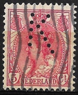 Perfin K  (Kiosk Onderneming Te Amsterdam) In 5 Cent Rood Kon. Wilhelmina NVPH 60 - Perforadas