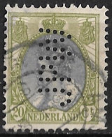 Perfin J P W In 1899 Koningin Wilhelmina 20 Cent Grijs / Groen NVPH 69 (onbekend In 69) - Gezähnt (perforiert)