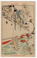 Carte Illustrateur Gervèse Pochoir Série Nos Marins N°59 Marine Française Un Homme à La Mer édi Raffaelli Toulon - Gervese, H.