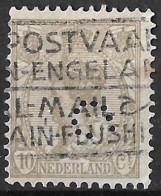 Perfin S (W.A. Segboer Te 's-Gravenhage En Scheveningen) In 1922 Koningin Wilhelmina 10 Cent Met Wijde Arcering NVPH 81 - Gezähnt (perforiert)