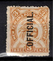 NZ 1907 3d Huia Official SG O63 HM #CBL5 - Service