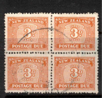 NZ 1939 3d Orange-brown X 4 Wmk Upright SG D47 U #CCO4 - Postage Due