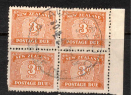 NZ 1939 3d Orange-brown X 4 Wmk Upright SG D47 U #CCO5 - Postage Due