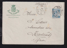 Monaco 1914 Advertising Cover HOTEL SUISSE MONTE CARLO X KARLSRUHE Germany Railway Postmark - Cartas & Documentos