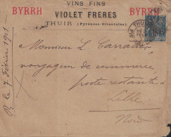 SAGE - PERFO VF - THUIR - PYRENEES ORIENTALES - ENTETE ET ILLUSTRATION VIOLET FRERES - VINS FINS - PUB BYRRH - LE 3-2-19 - 1877-1920: Periodo Semi Moderno