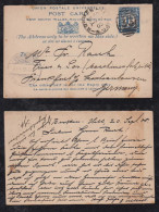 New South Wales Australia 1905 Question/Reply Stationery Postcard BROKEN HILL X FRANKFURT SACHSENHAUSEN Germany - Storia Postale