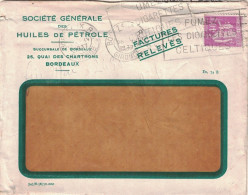 GIRONDE - BORDEAUX - PERFO BP - ST GENERALE HUILES DES PETROLES - 40c PAIX - AVEC FACTURE ET COURRIER ENTETE LE 21-4-193 - 1877-1920: Periodo Semi Moderno