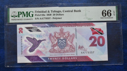 Banknotes TRINIDAD & TOBAGO 2020 Polymer  PMG "Gem Uncirculated 66 EPQ" P#63a - Trinidad En Tobago