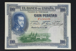 ESPAÑA BILLETE 100 PESETAS 1925 FELIPE II - SERIE F - EBC- / XF- - 100 Pesetas