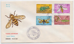 Useful Insects, Insect, Honeybees, Butterfly, Moth, Animal FDC - Abeilles
