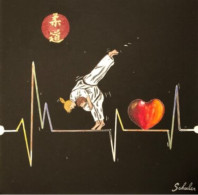Tableau De Peinture I Love Judo, Mon Coeur Bat Pour Le Judo Oeuvre Originale Et Unique Signée SCHULER - Arti Martiali