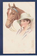 CPA COLOMBO Illustrateur Italien Femme Woman Art Déco Cheval Horse Non Circulé 813-1 - Colombo, E.