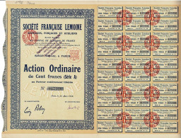 -Titre De 1926 - Société Française Lemoine - Sondages, Fonçages Et Ateliers - - Textiel