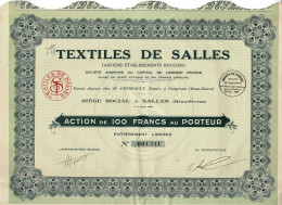 -Titre De 1928 - Textiles De Salles - Anciens Etablissements Rougier - - Tessili