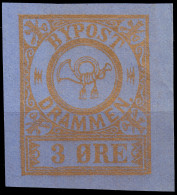 NORVÈGE / NORWAY - Local Post DRAMMEN 3øre Gold/blue Imperf. (1888) - No Gum - Emissioni Locali