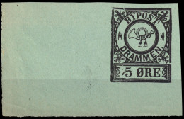NORVÈGE / NORWAY - Local Post DRAMMEN 5øre Black/green Imperf.marginal (1888) - No Gum - Emisiones Locales