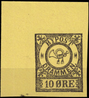 NORVÈGE / NORWAY - Local Post DRAMMEN 10øre Black/yellow Imperf. Corner (1888) - No Gum - Ortsausgaben