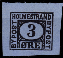 NORVÈGE / NORWAY - Local Post HOLMESTRAND 3øre Black On Blue Reprint - No Gum - Emissioni Locali