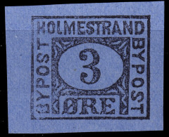 NORVÈGE / NORWAY - Local Post HOLMESTRAND 3øre Grey On Blue Reprint - No Gum - Ortsausgaben