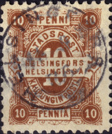 FINLANDE / FINLAND - Local Post HELSINGFOR (Helsinki) 10p Brown/light-grey (1886) - VF Used - Emissioni Locali