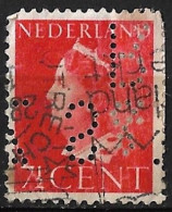 Perfin S & Z R  (R.S. Stokvis & Zonen Ltd. NV Te Rotterdam) In 1940-47 Kon. Wilhelmina 7½ Cent Rood NVPH 334 - Perfins