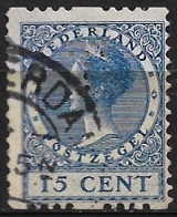 Perfin T (DeTelegraaf Te Amsterdam) In 1925 Type Veth 15 Cent Blauw Tweezijdige Roltanding NVPH R 12 - Gezähnt (perforiert)