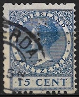 Perfin T (DeTelegraaf Te Amsterdam) In 1925 Type Veth 15 Cent Blauw Tweezijdige Roltanding NVPH R 12 - Perfins