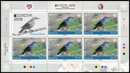 Malte Carnet/Boekje** - Europa 2019 - Oiseaux Nationaux/Nationale Vogels - Merle Bleu / Blauwe Merel / Merula Turchina - 2019