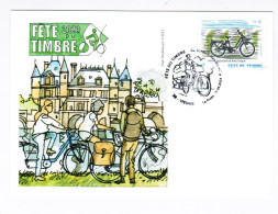 Fête Du Timbre 2023 - Vienne (38) - Carte Postale Avec Le Timbre Vélo électrique - 2020-…