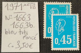 N° 1663/1663b (Variété, Bleu Et Bleu Foncé)  Neuf **  TB - Nuovi
