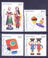 India 2010 MNH 4v, Children Day, Toys, Kite, Dolls, Top, Indipex - Puppen