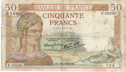 Billet De Cinquante Francs 1938 - 50 F 1934-1940 ''Cérès''