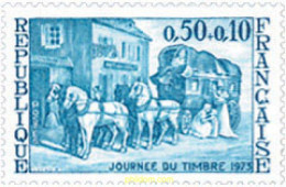 88261 MNH FRANCIA 1973 DIA DEL SELLO - Chevaux