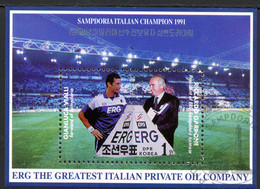 COREE DU NORD NORTH KOREA 1991, FOOTBALL SAMPDORIA ITALIAN CHAMPION 1991,  1 Bloc, Oblitéré / Used. R574ind - Oblitérés