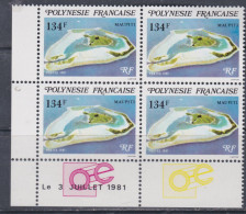 Polynésie N° 172 XX Iles-sous- Le-vent : Maupiti  En Bloc De 4 Coin Daté Du 3 . Juillet . 1981 ;  Sans Charnière, TB - Neufs