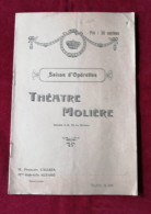 Saison D'Operettes - Théâtre Molière Dédié à S.M. La Reine - M.François Calleja - Mme Gabrielle Alvaro - Programmes