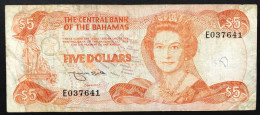 Bahamas  5 Dollars Series 1974 Pick#45b Mb Lotto 2735 - Bahama's