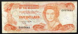 Bahamas  5 Dollars Series 1974 Pick#45b Mb Lotto 2735 - Bahamas