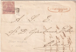 1858 30 Giu 2 Gr. Carta Crema Sass 5a Su Lettera Da Reggio Mese Giugno Rosso Al Retro  X Palena F.Chiav. - Neapel