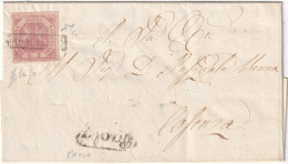 1858 10 Lug 2 Gr. Senza Filigrana Sass 5a/v Su Lettera Da Paola X Cosenza F.Chiav. Spl - Neapel