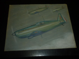 DESSIN CRAYONNE COULEUR D'AVION MILITAIRE - PATROUILLE DE 3 CHASSEURS DEWORTINE  (03/23) - Schnittbilder