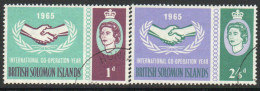 Solomon Islands 1965 International Co-operation Year ICY Set Of 2, Used, SG 129/30 (BP) - Salomonseilanden (...-1978)