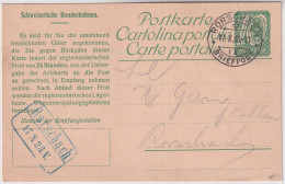 Postkarte Mit Zudruck SCHWEIZERISCHE BUNDESBAHNEN - Mit Post- Und Blauem Bahnstempel RORSCHACH - Railway