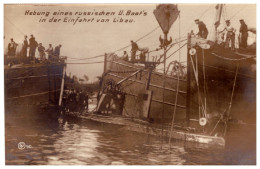 Submarine Hebung Eines Russischen U. Boots In Der Einfahrt Von Libau Lettland Kurland WW1 1915 - Submarines