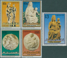 Aitutaki, 1993, Christmas, Sculptures, MNH, Michel 708-712 - Aitutaki