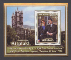 Aitutaki, 1986, Royal Wedding, Prince Andrew, Sarah Ferguson, MNH, Michel Block 63 - Aitutaki