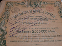 Manufacture De Feutre & Chapeaux - Action De Dividende Au Porteur - Bruxelles Août 1887. - Textiel