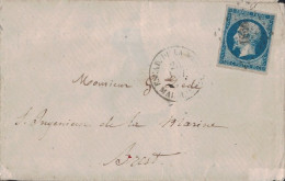 EMPIRE - N°14 - OBLITERATION PC DE MARSEILLE - CACHET ESCADRE DE LA MEDITERRANEE MARSEILLE - LE 24-11-1857 POUR BREST . - 1849-1876: Periodo Clásico