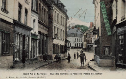 St Pol Sur Ternoise * Rue Des Carmes Et Place Du Palais De Justice * Librairie BECART * Charcuterie * Enfants Villageois - Saint Pol Sur Ternoise